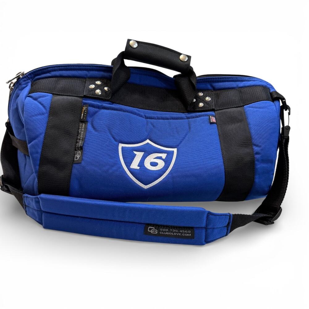 Club Glove Blue Golf Duffel Bag Travel Carry On #16 Shoulder Strap Blue Black